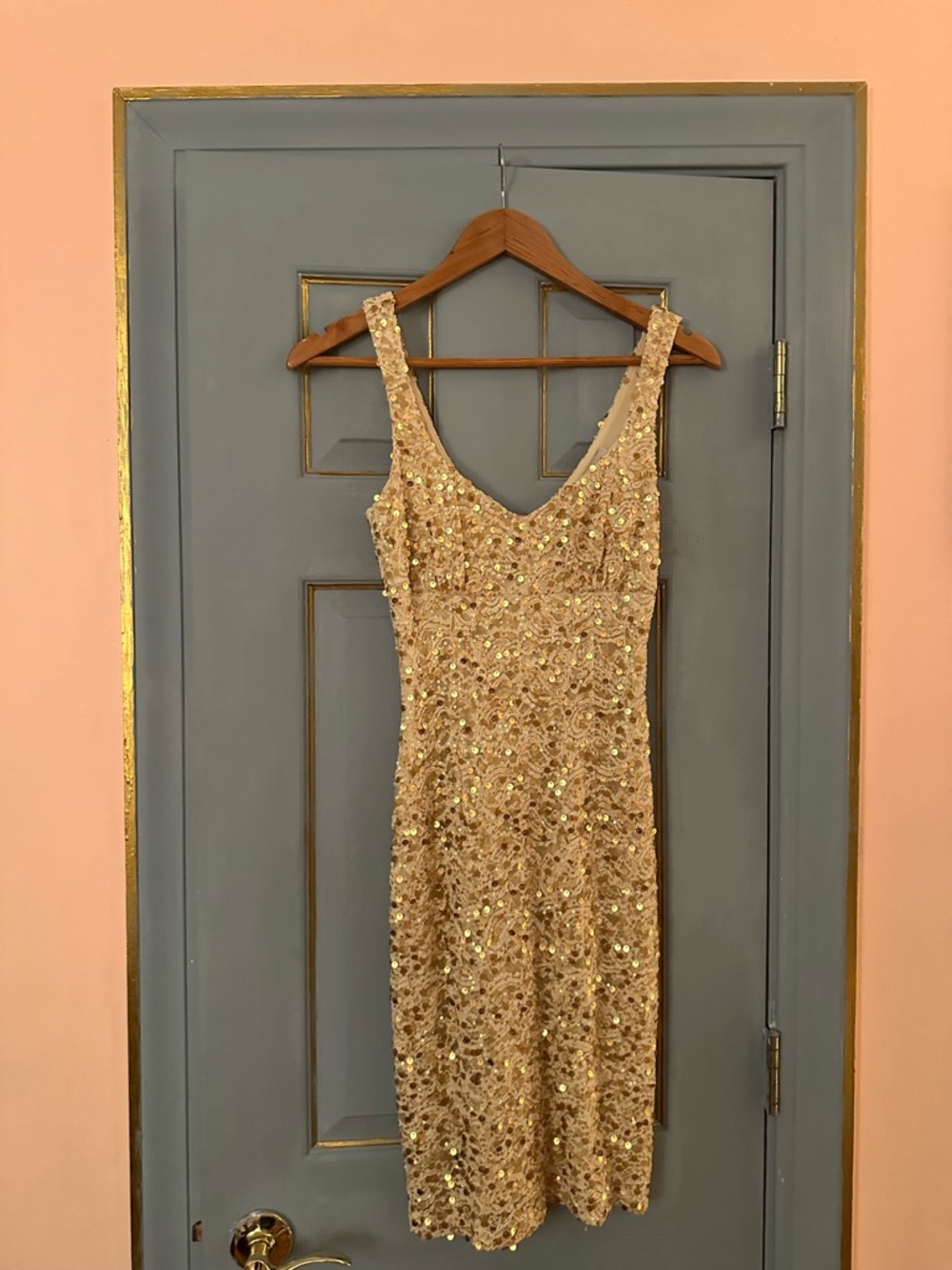 Mystic Gold Sequin Midi Dress